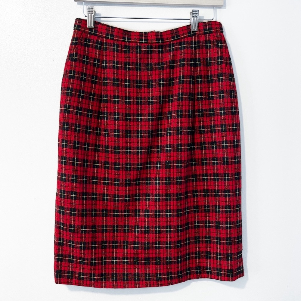 Vintage | Pendleton 100% Virgin Wool TartanPlaid Pencil Skirt Dark Acedemia